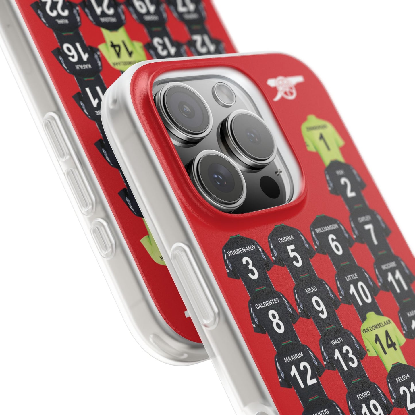 Arsenal Women Away Kit iPhone Flexi Case - iPhone 16, 15, 14, 13, 12, Mini/Plus/Pro/Pro Max - Red