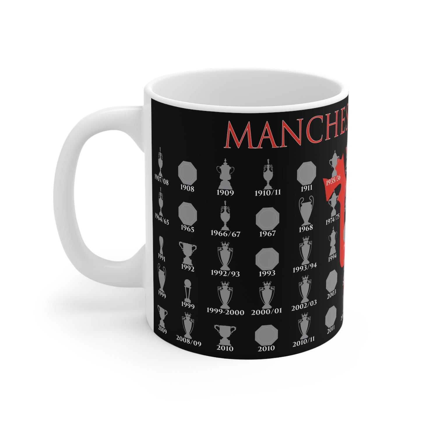 Manchester United Trophies Collection & Devil Mug - Black