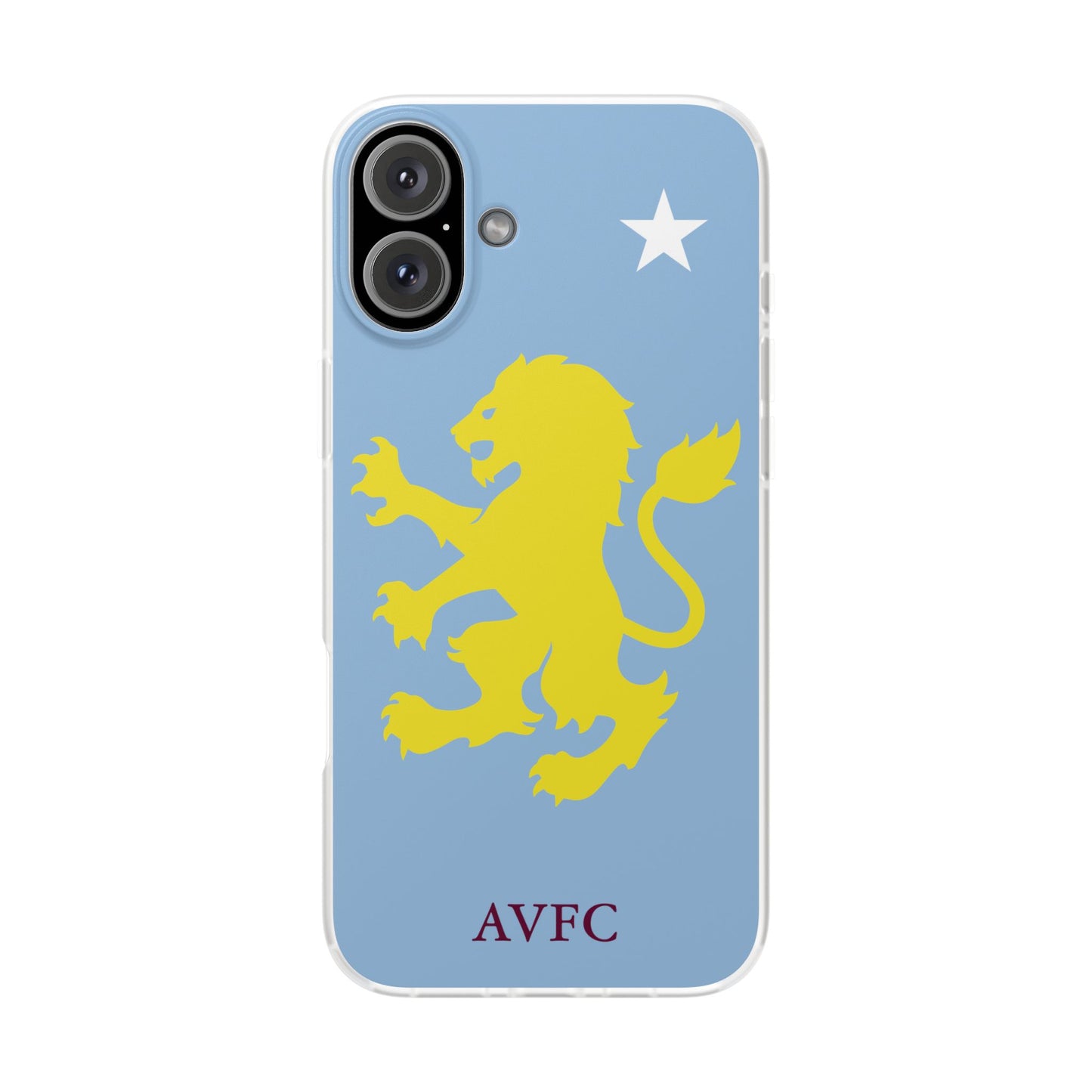 Aston Villa iPhone Flexi Case - iPhone 16, 15, 14, Plus/Pro/Pro Max - Blue, Yellow Lion