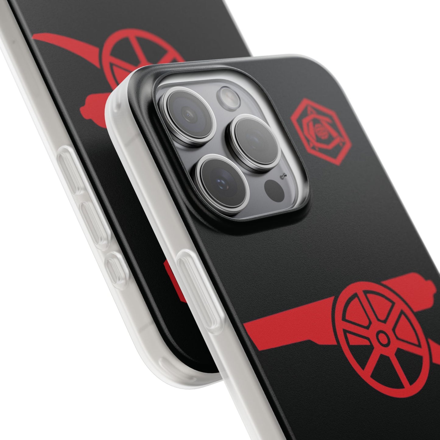 Arsenal Cannon & Monogram Black iPhone Flexi Case - iPhone 16, 15, 14, Plus/Pro/Pro Max