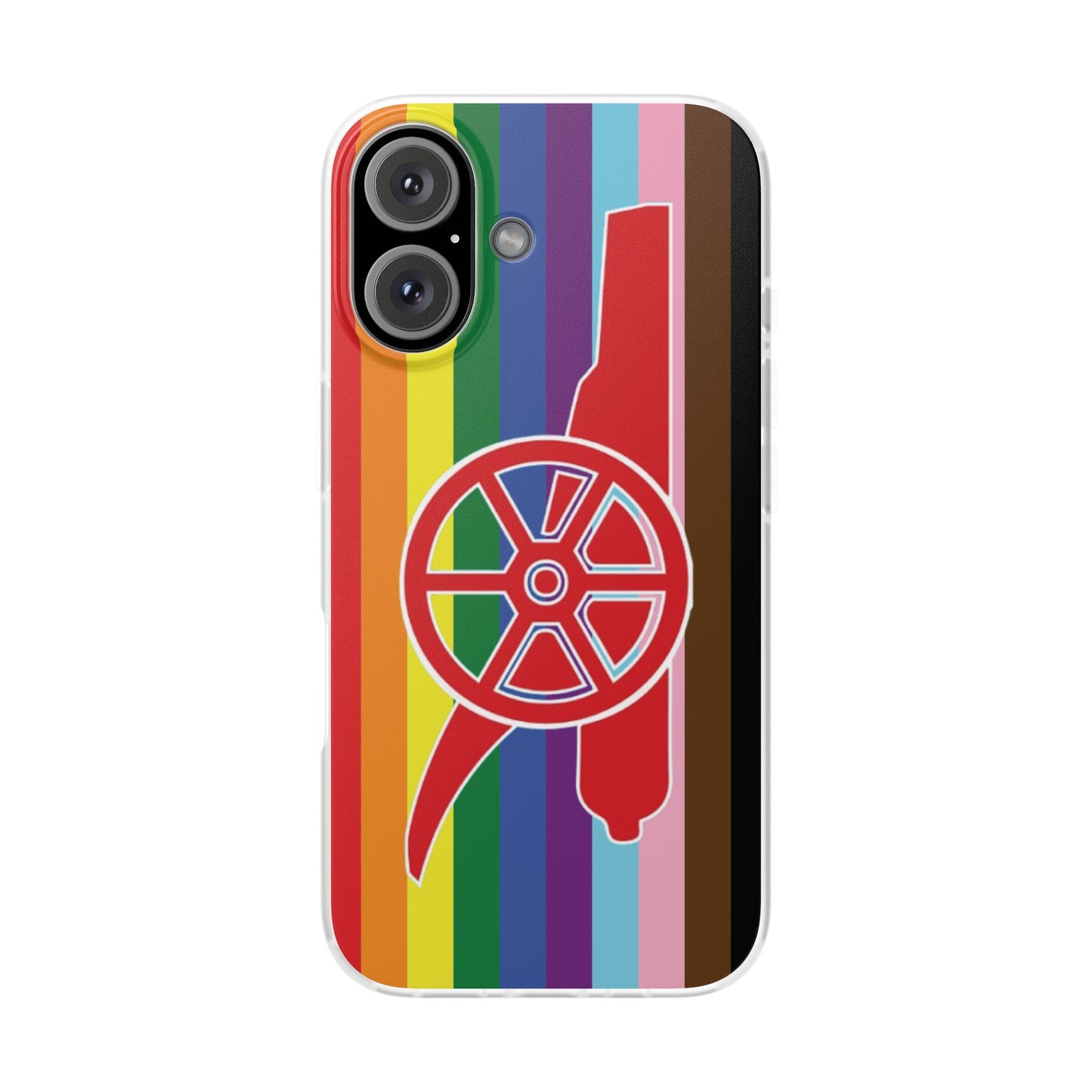 Arsenal Cannon Rainbow iPhone Flexi Case - iPhone 16, 15, 14, Plus/Pro/Pro Max