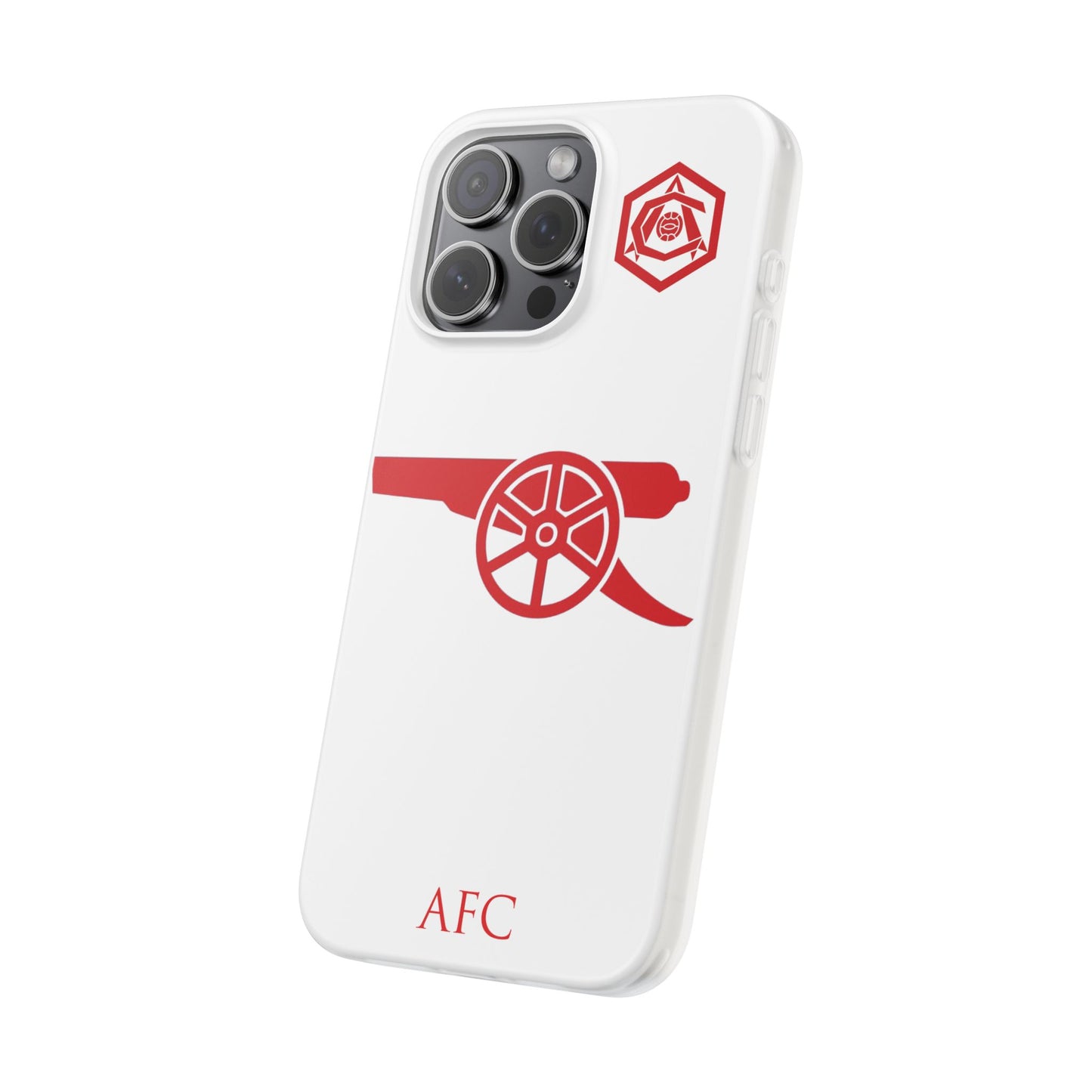 Arsenal Cannon & Monogram White iPhone Flexi Case - iPhone 16, 15, 14, Plus/Pro/Pro Max