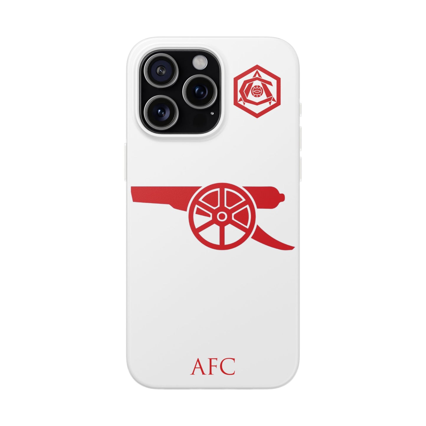 Arsenal Cannon & Monogram White iPhone Flexi Case - iPhone 16, 15, 14, Plus/Pro/Pro Max