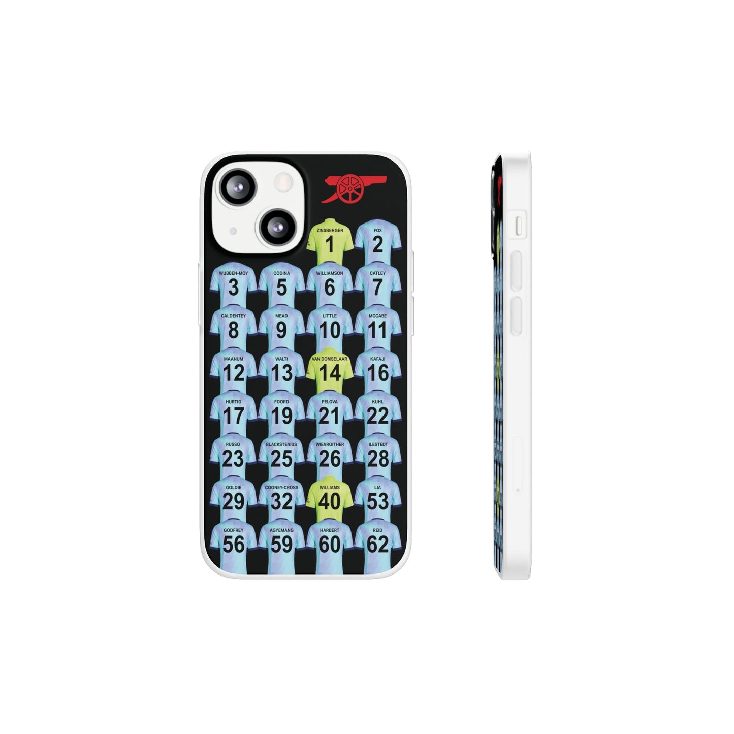 Arsenal Women Third Kit iPhone Flexi Case - iPhone 16, 15, 14, 13, 12, Mini/Plus/Pro/Pro Max - Black