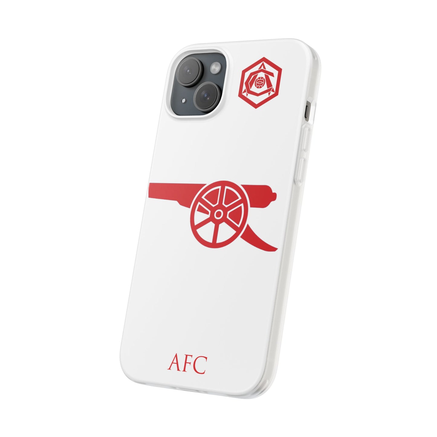 Arsenal Cannon & Monogram White iPhone Flexi Case - iPhone 16, 15, 14, Plus/Pro/Pro Max