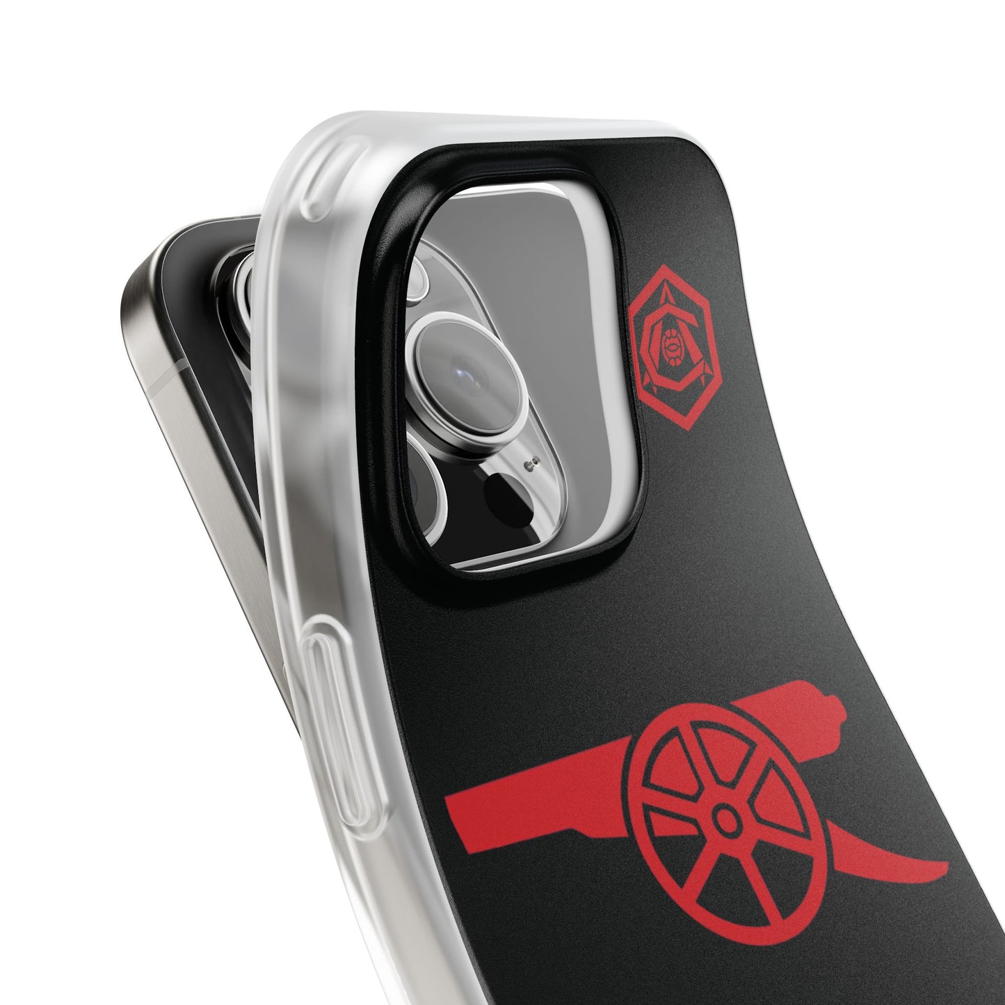 Arsenal Cannon & Monogram Black iPhone Flexi Case - iPhone 16, 15, 14, Plus/Pro/Pro Max