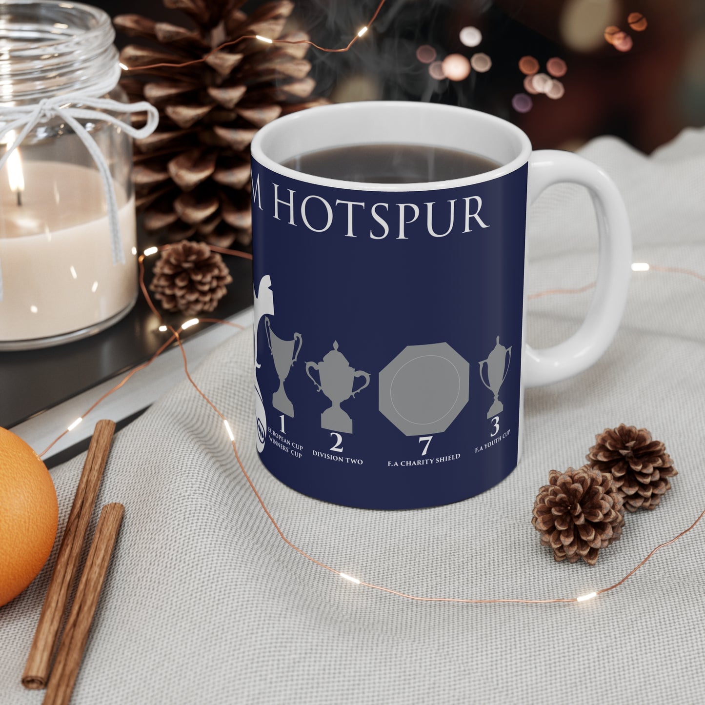 Tottenham Hotspur Trophies & Cockerel Mug - Blue