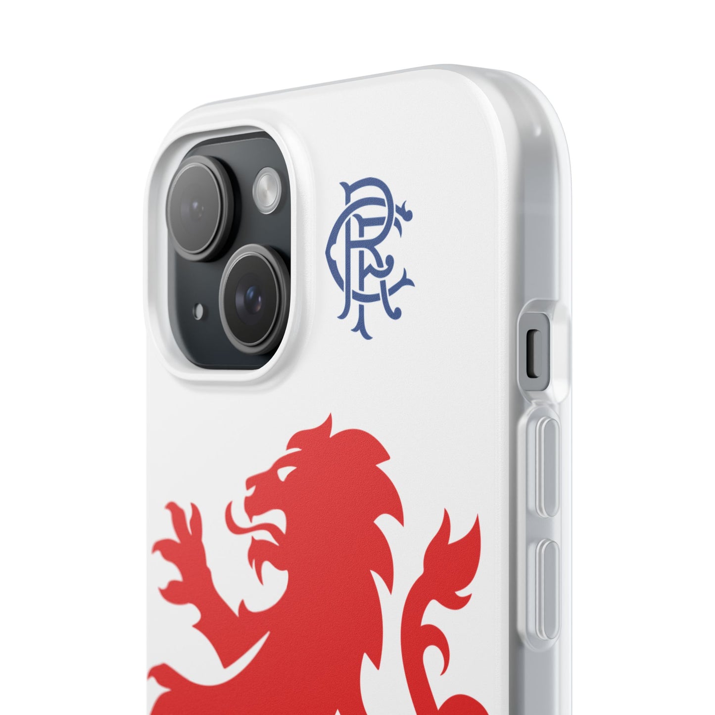 Rangers Lion & Monogram White iPhone Flexi Case - iPhone 16, 15, 14, Plus/Pro/Pro Max