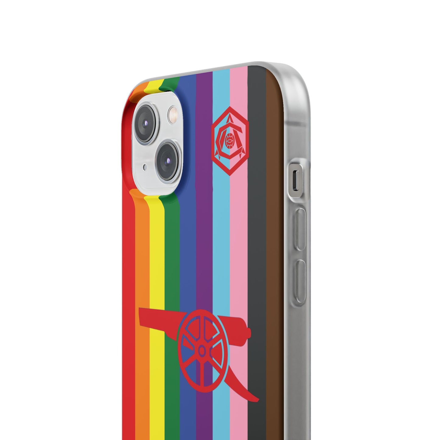 Arsenal Cannon & Monogram Rainbow iPhone Flexi Case - iPhone 16, 15, 14, Plus/Pro/Pro Max