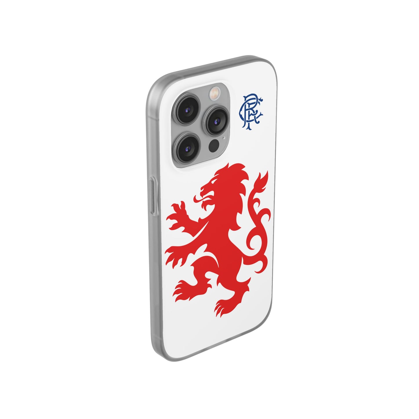 Rangers Lion & Monogram White iPhone Flexi Case - iPhone 16, 15, 14, Plus/Pro/Pro Max