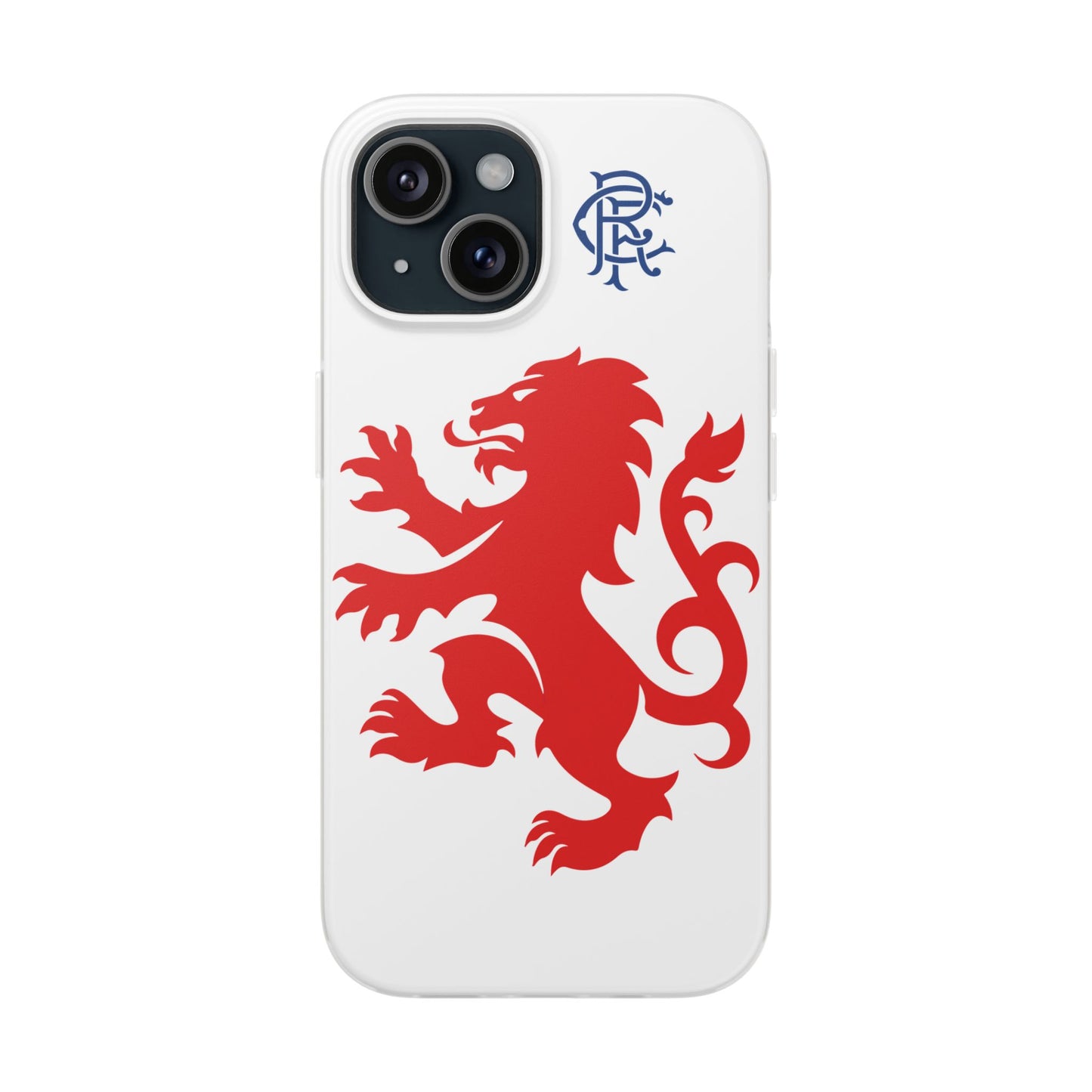 Rangers Lion & Monogram White iPhone Flexi Case - iPhone 16, 15, 14, Plus/Pro/Pro Max