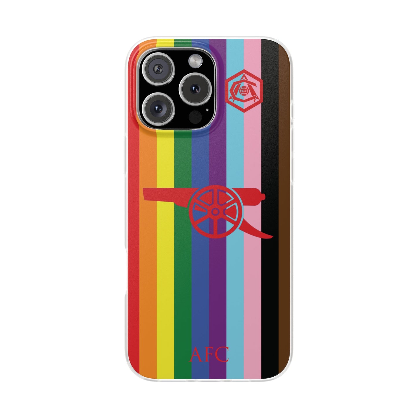 Arsenal Cannon & Monogram Rainbow iPhone Flexi Case - iPhone 16, 15, 14, Plus/Pro/Pro Max