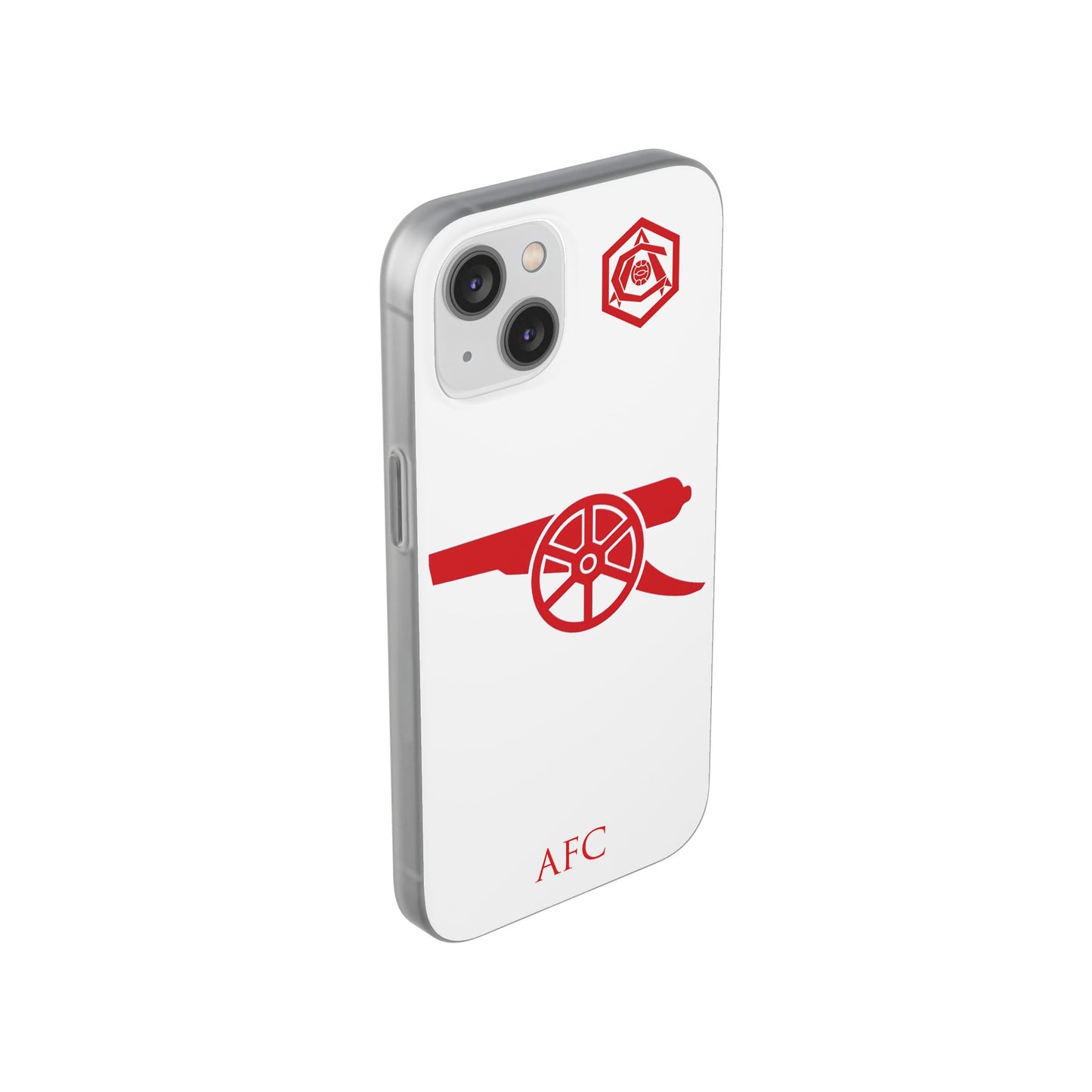 Arsenal Cannon & Monogram White iPhone Flexi Case - iPhone 16, 15, 14, Plus/Pro/Pro Max