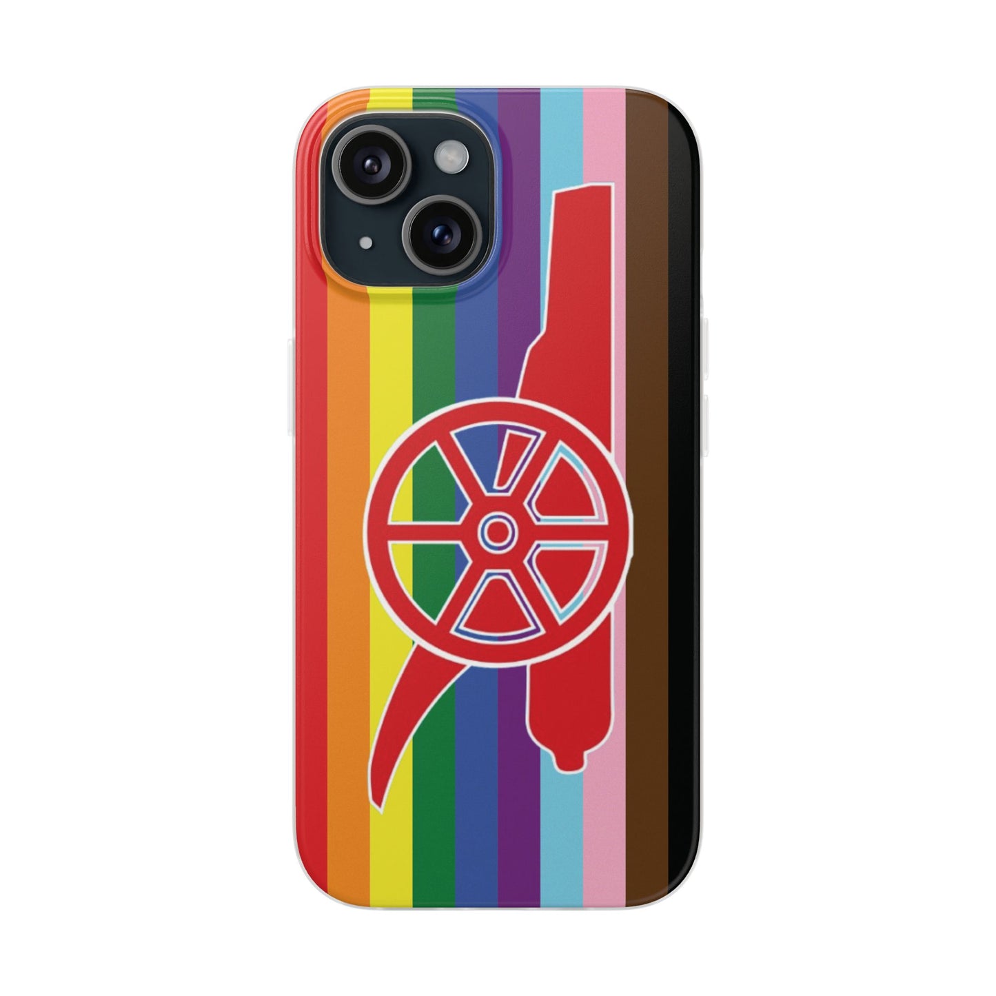 Arsenal Cannon Rainbow iPhone Flexi Case - iPhone 16, 15, 14, Plus/Pro/Pro Max