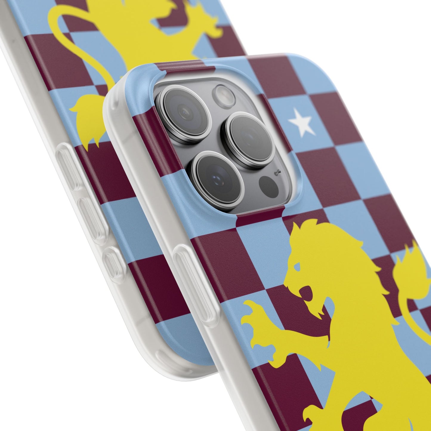 Aston Villa Claret & Blue Chequered iPhone Flexi Case - iPhone 16, 15, 14, Plus/Pro/Pro Max