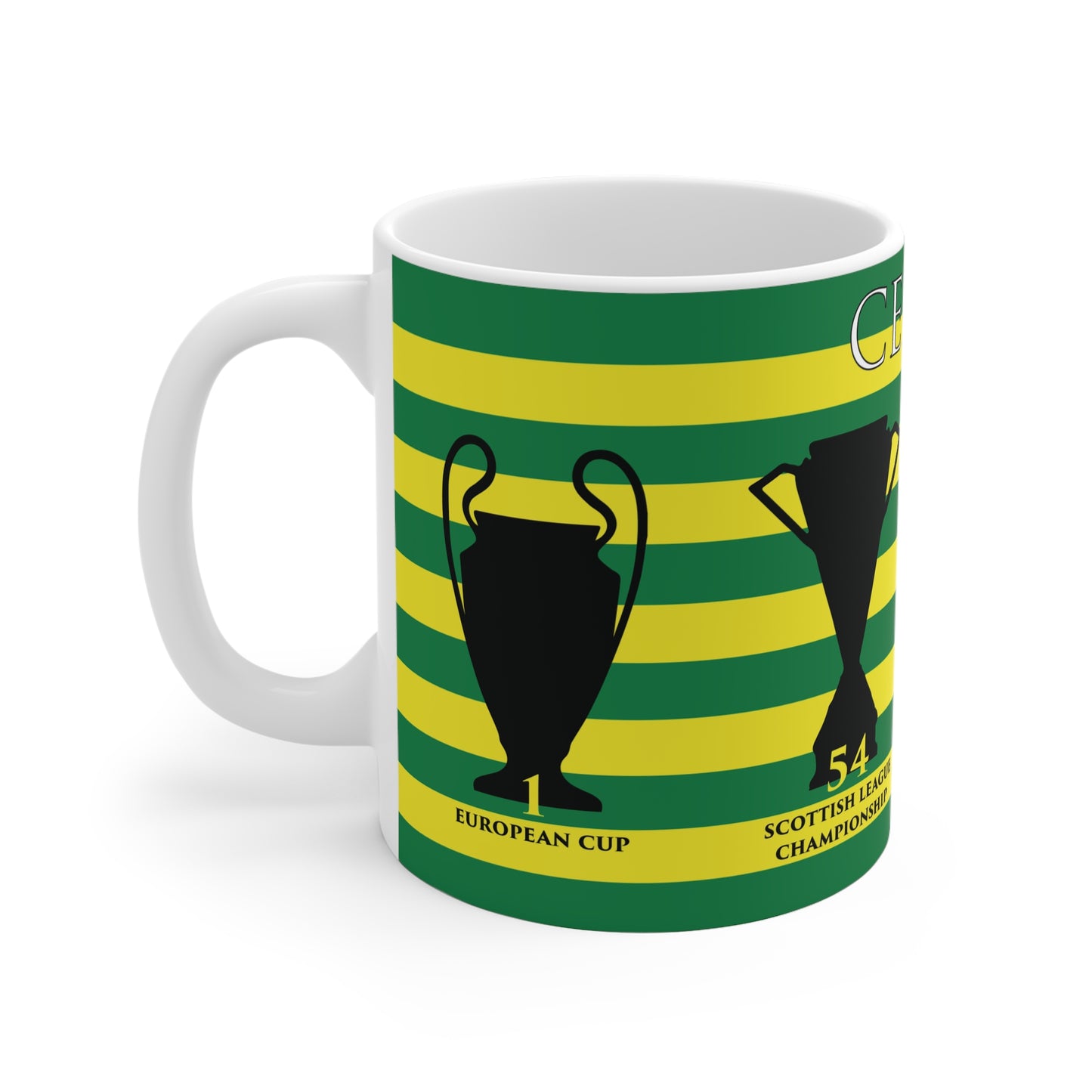 Celtic Trophies Mug - Hoops - Yellow