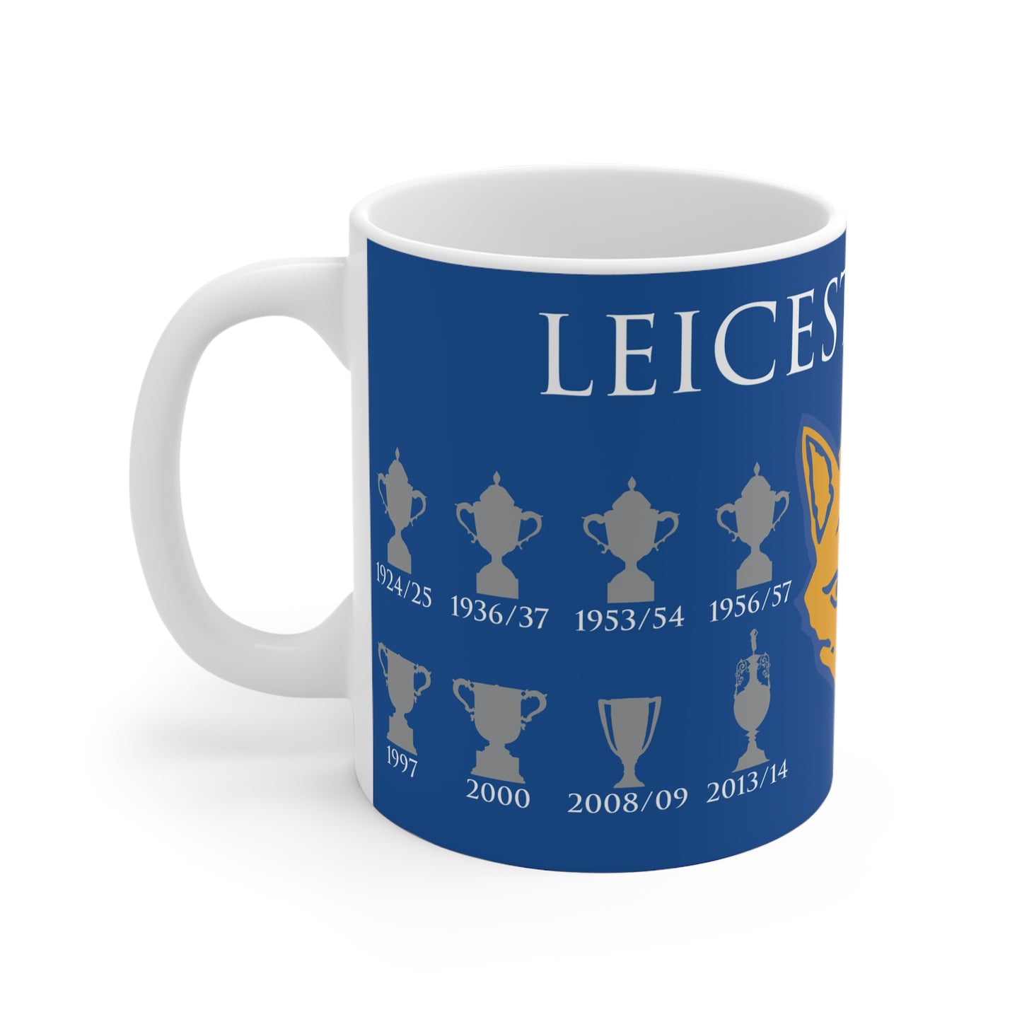 Leicester City Trophies & Fox Mug - Blue