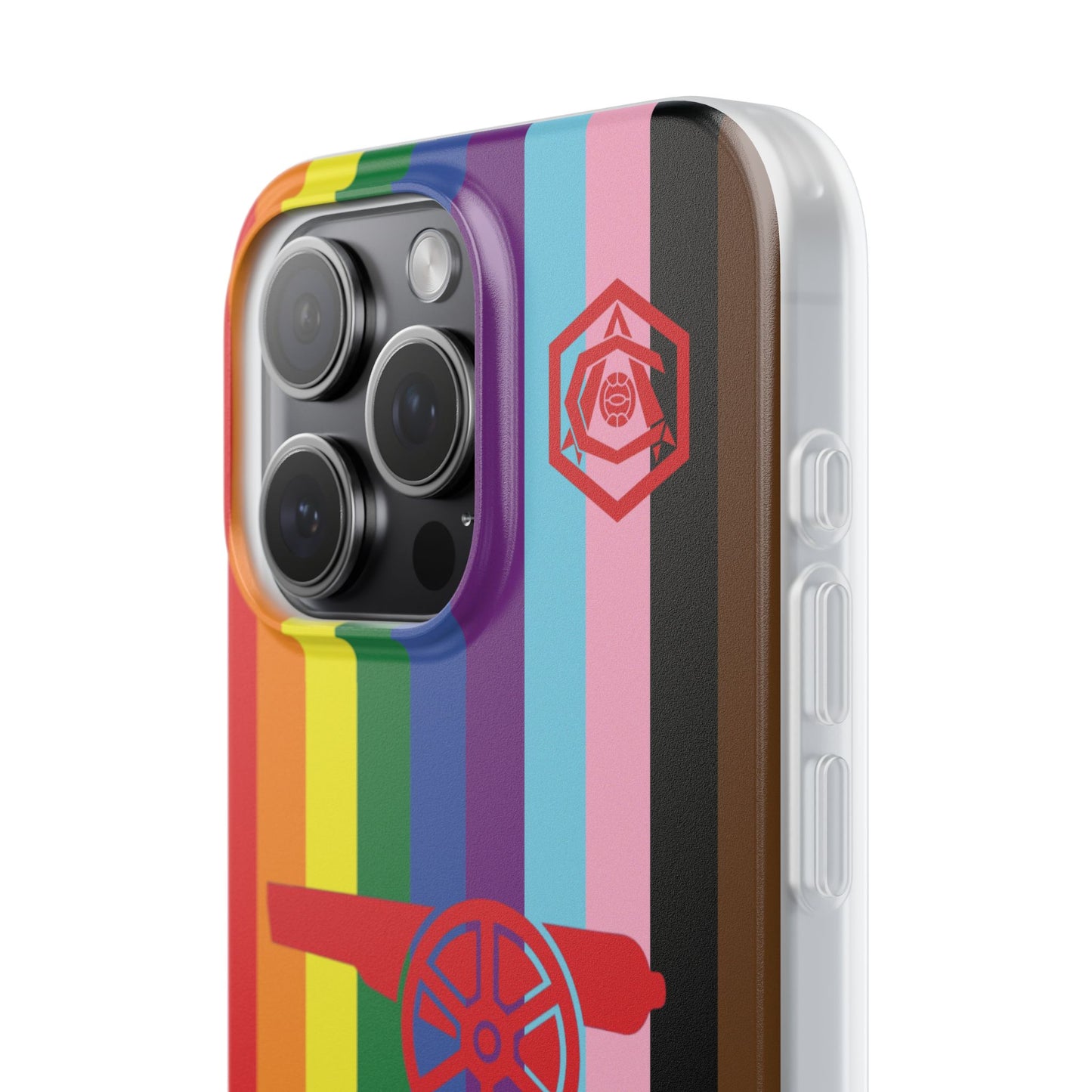 Arsenal Cannon & Monogram Rainbow iPhone Flexi Case - iPhone 16, 15, 14, Plus/Pro/Pro Max