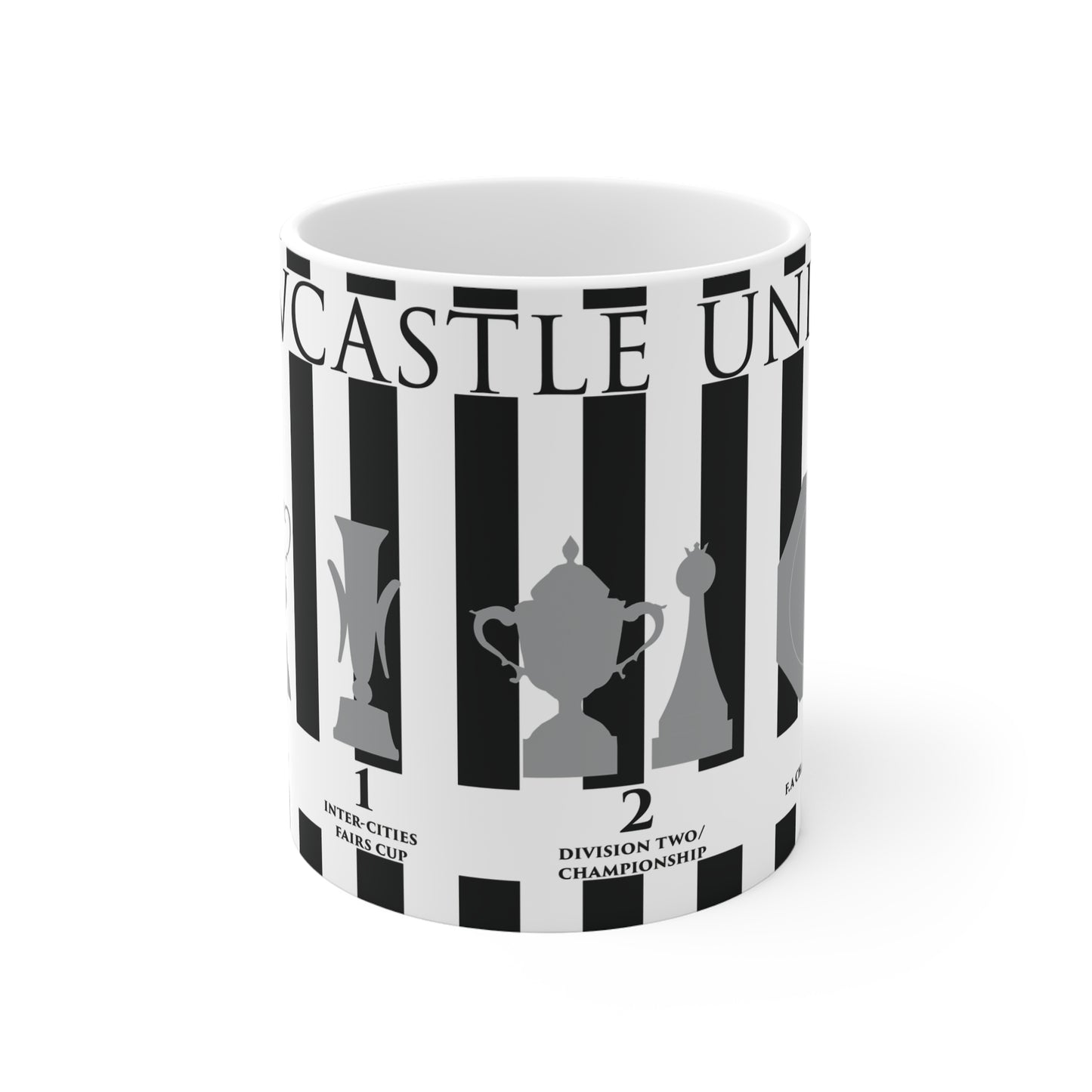 Newcastle United Trophies Mug - Stripes - Black Text