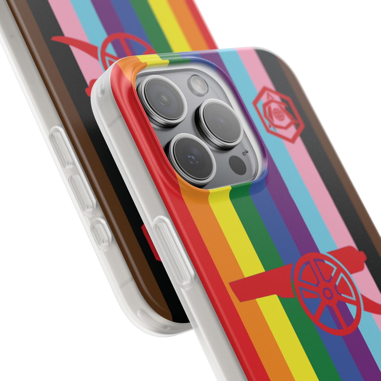 Arsenal Cannon & Monogram Rainbow iPhone Flexi Case - iPhone 16, 15, 14, Plus/Pro/Pro Max