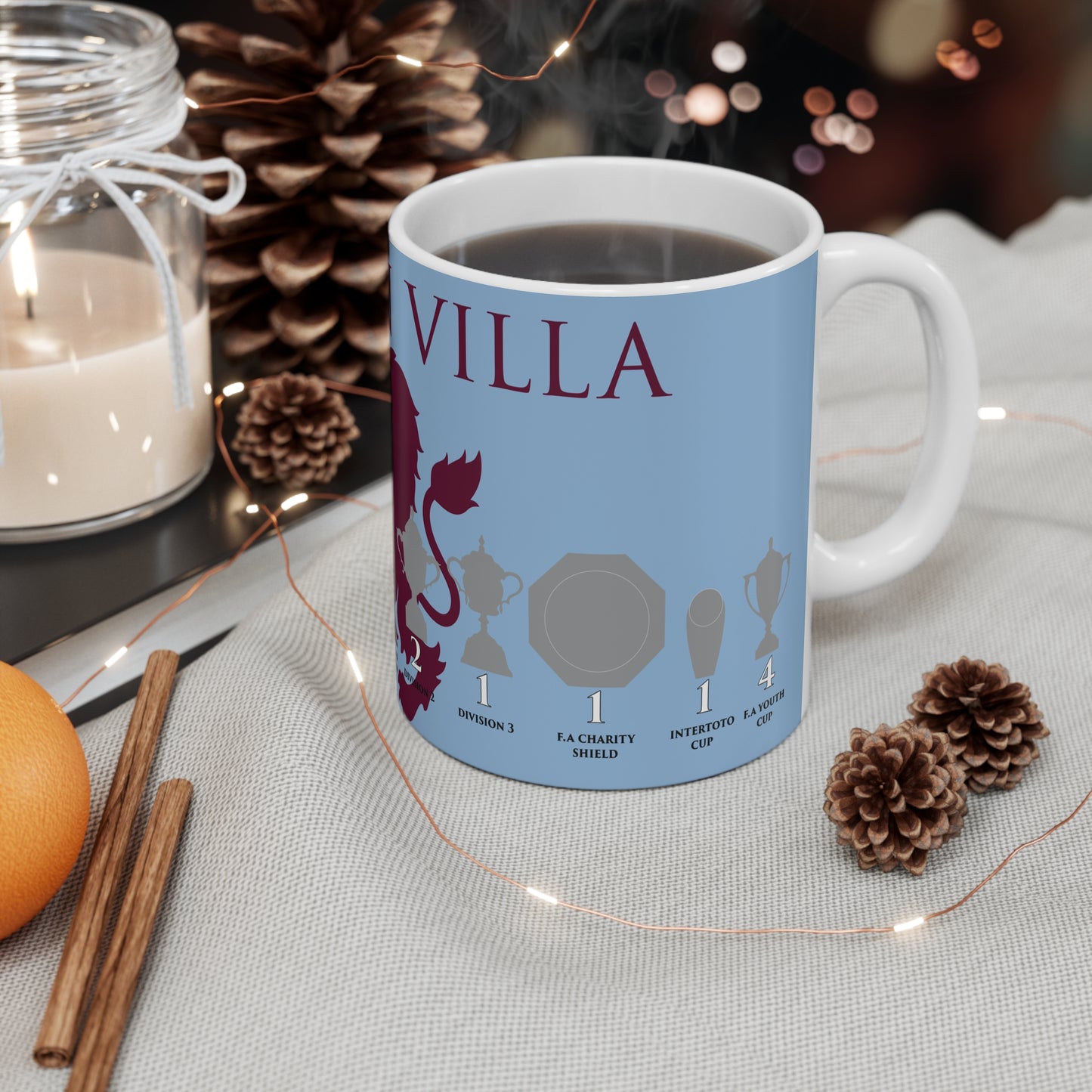 Aston Villa Trophies & Lion Mug - Blue