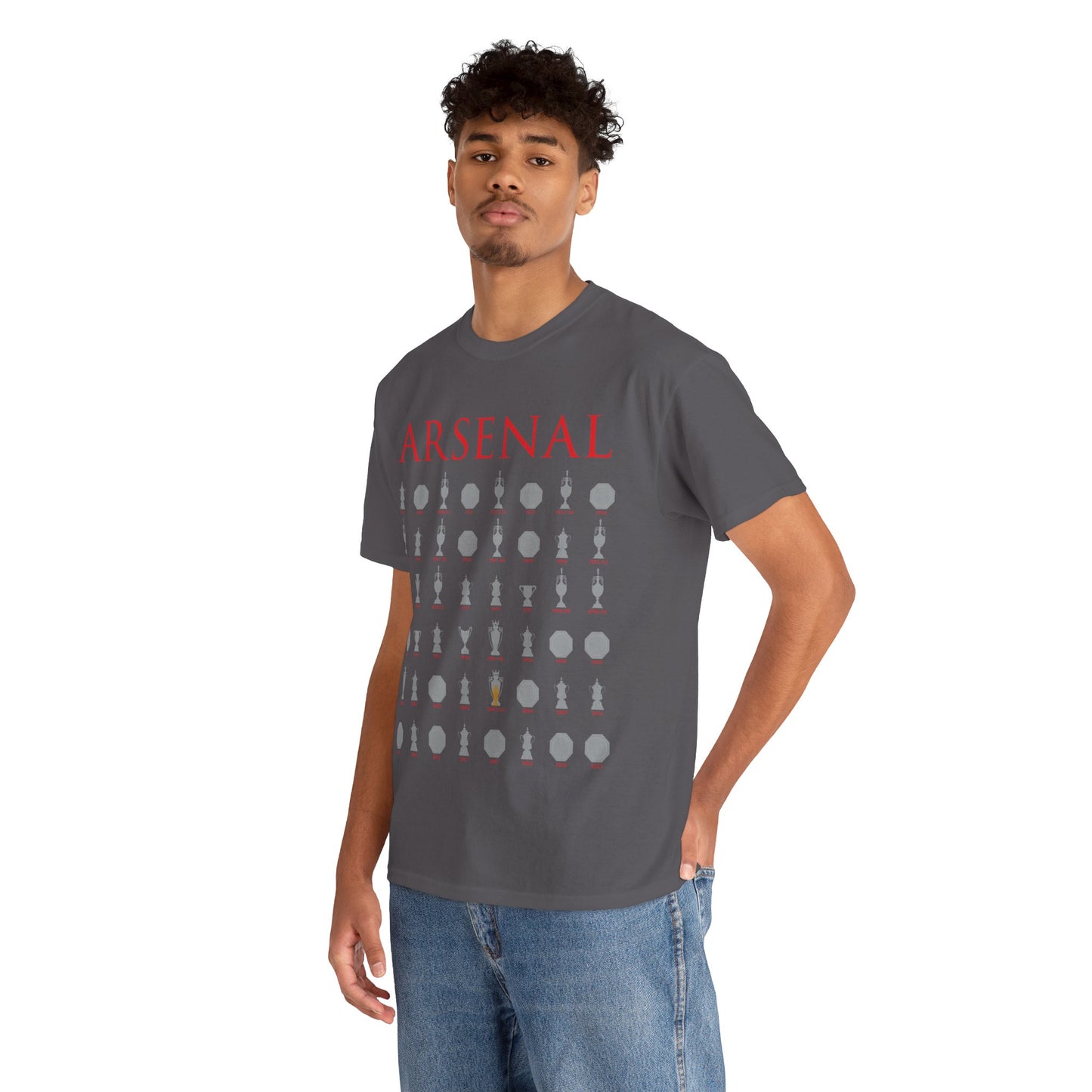 Arsenal Trophies Collection Unisex Heavy Cotton T-Shirt - Red/White/Black/Gold/Royal/Charcoal/Navy