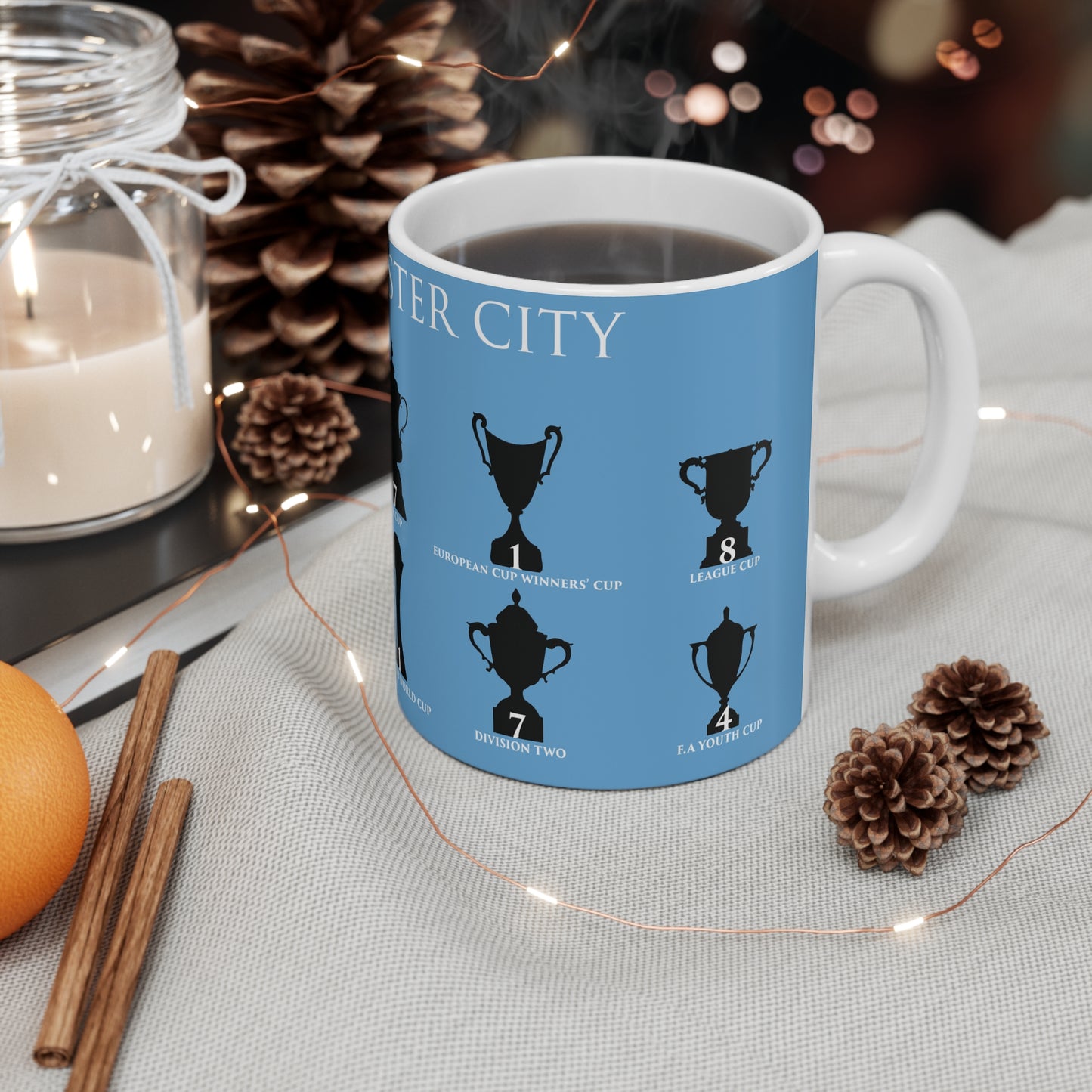 Manchester City Trophies Mug - Light Blue