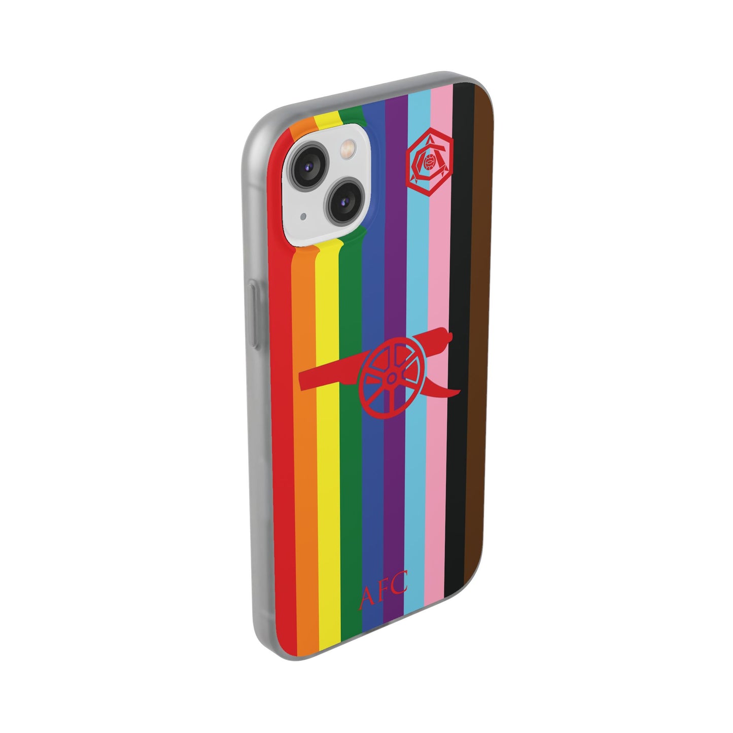 Arsenal Cannon & Monogram Rainbow iPhone Flexi Case - iPhone 16, 15, 14, Plus/Pro/Pro Max