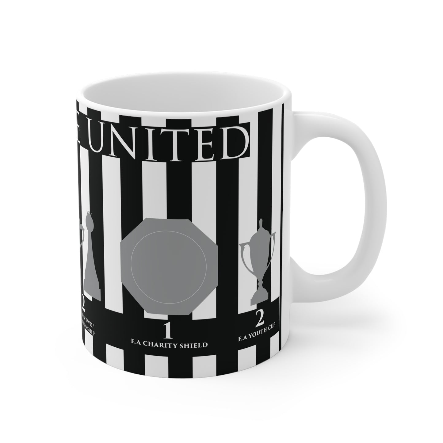 Newcastle United Trophies Mug - Stripes - White Text