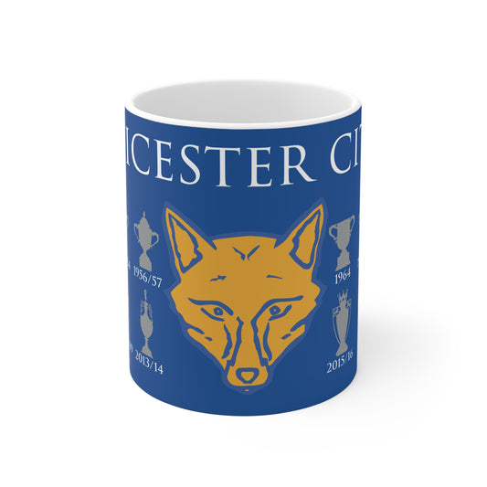 Leicester City Trophies & Fox Mug - Blue