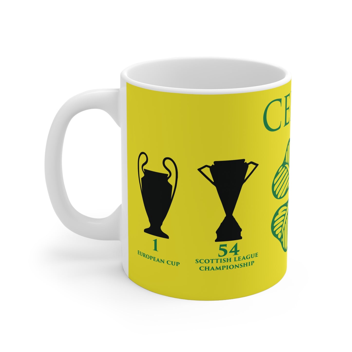 Celtic Trophies & Clover Mug - Yellow