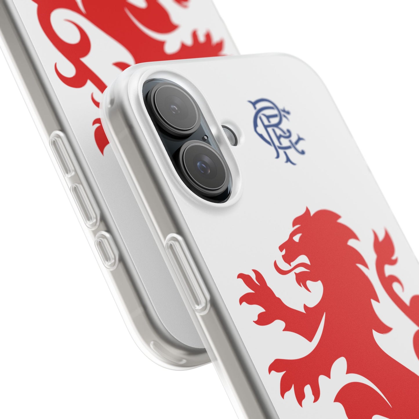 Rangers Lion & Monogram White iPhone Flexi Case - iPhone 16, 15, 14, Plus/Pro/Pro Max