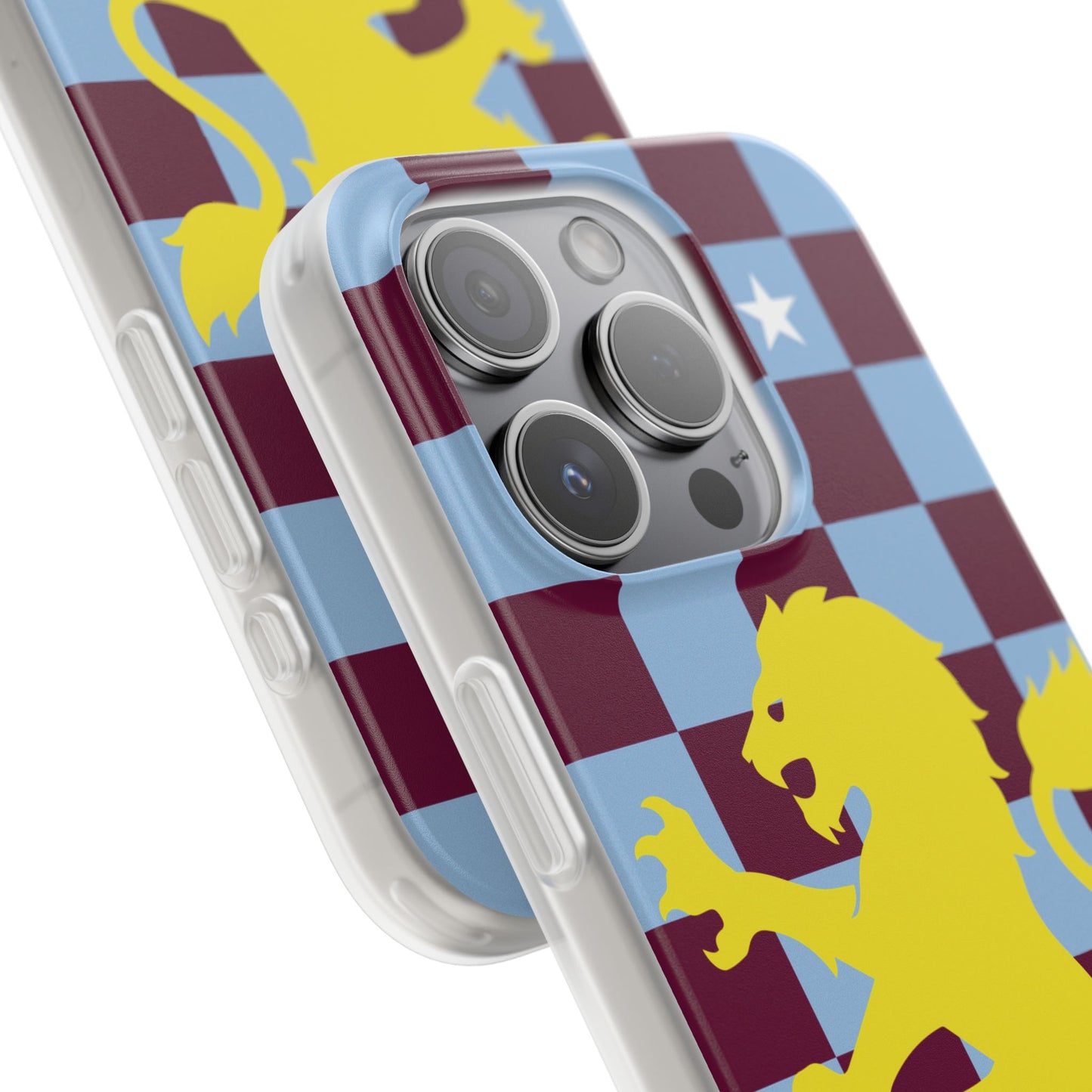 Aston Villa Claret & Blue Chequered iPhone Flexi Case - iPhone 16, 15, 14, Plus/Pro/Pro Max