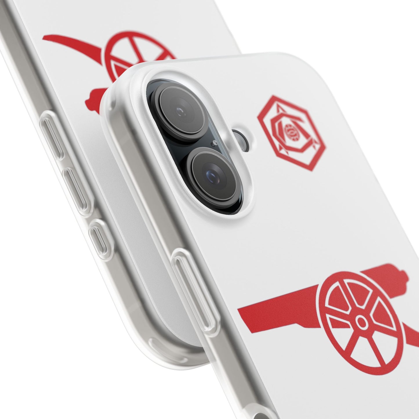 Arsenal Cannon & Monogram White iPhone Flexi Case - iPhone 16, 15, 14, Plus/Pro/Pro Max