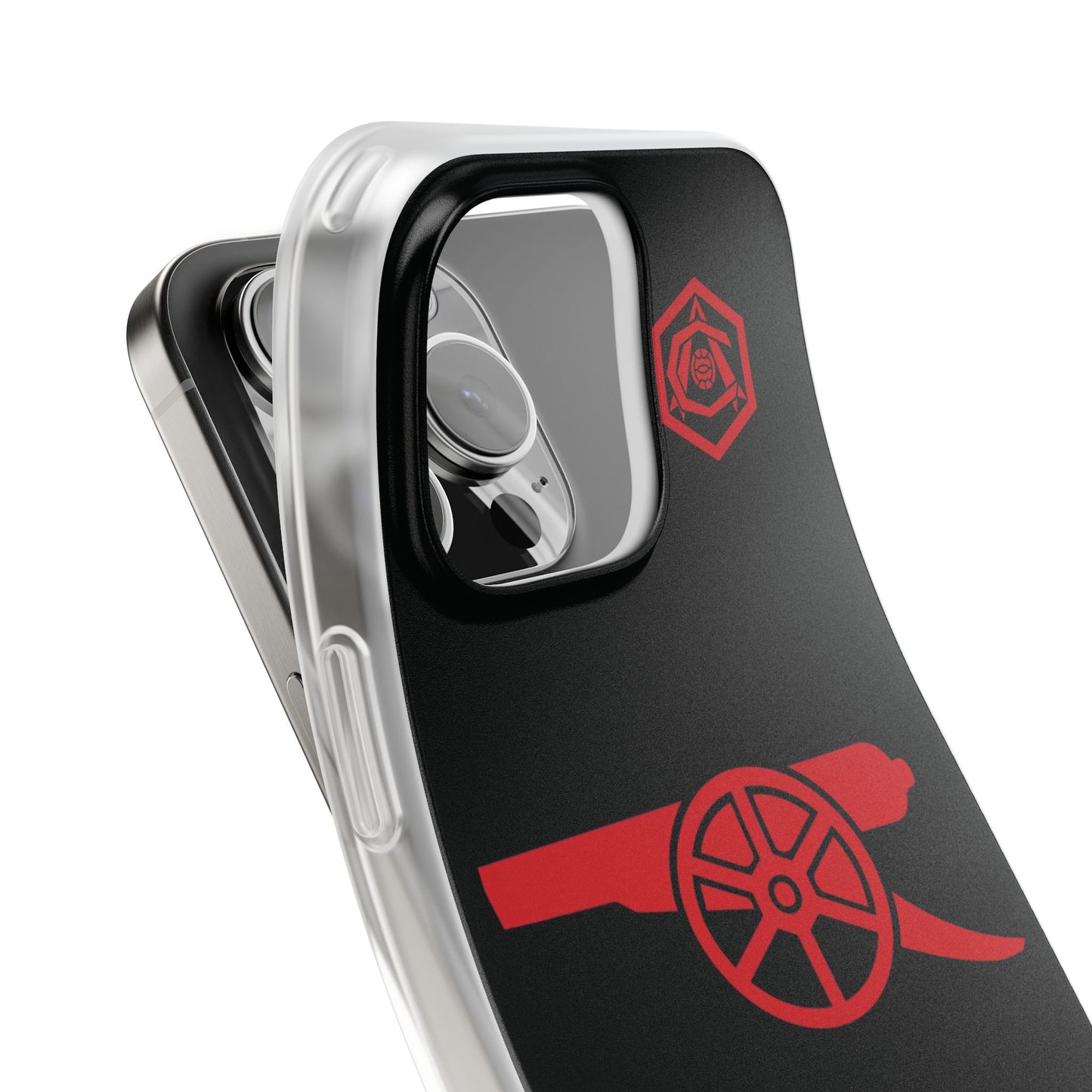 Arsenal Cannon & Monogram Black iPhone Flexi Case - iPhone 16, 15, 14, Plus/Pro/Pro Max