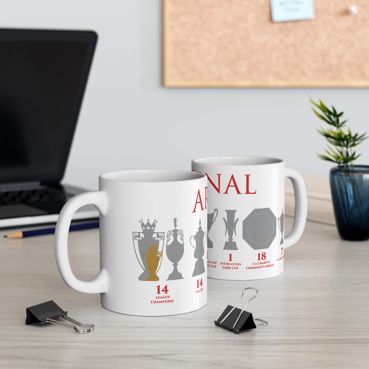 Arsenal Trophies Mug UPDATED - White
