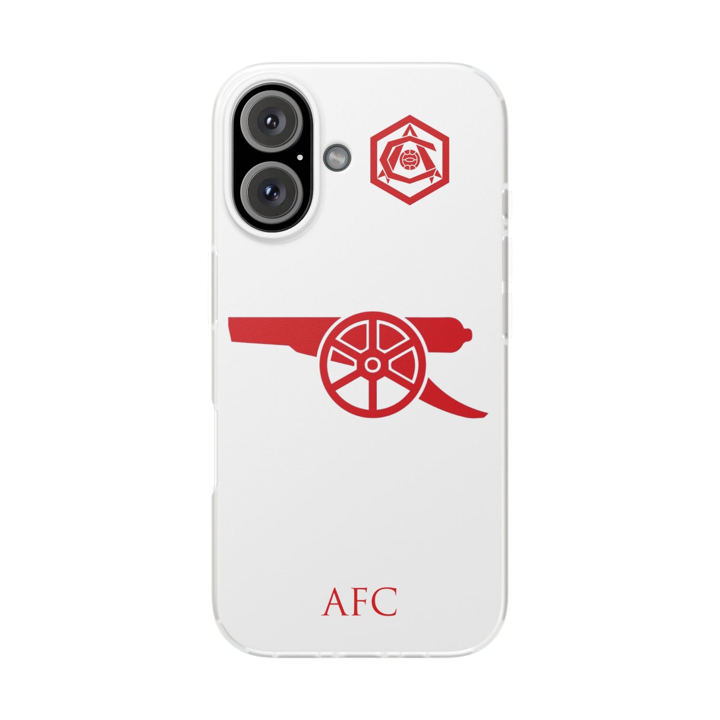 Arsenal Cannon & Monogram White iPhone Flexi Case - iPhone 16, 15, 14, Plus/Pro/Pro Max