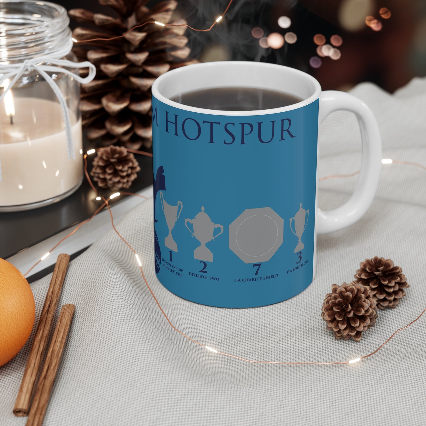 Tottenham Hotspur Trophies & Cockerel Mug - Cyan