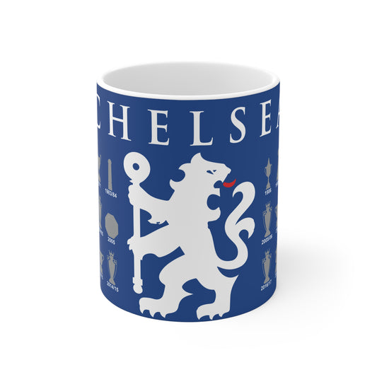 Chelsea Trophies Collection & Lion Mug - Blue