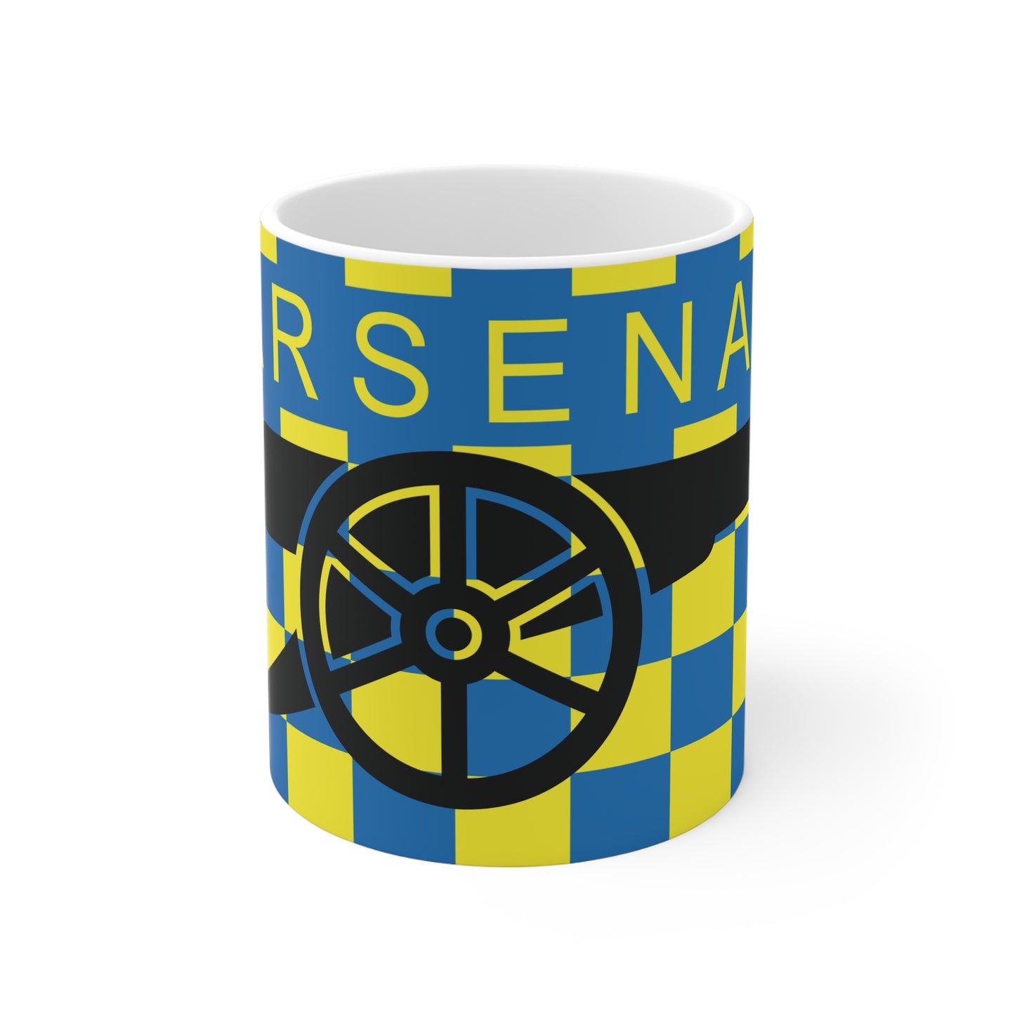 Arsenal Yellow & Blue Chequered Cannon Mug