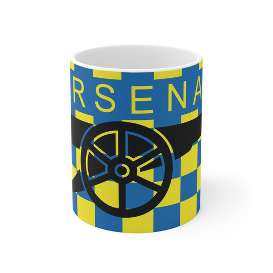 Arsenal Yellow & Blue Chequered Cannon Mug