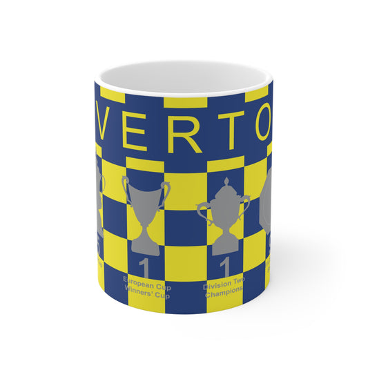 Everton Yellow & Blue Chequered Trophies Mug