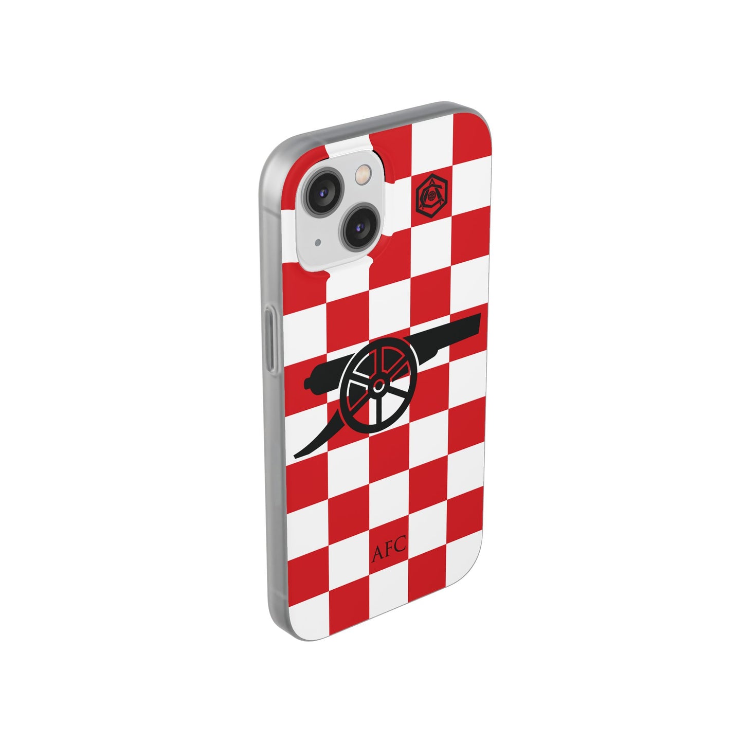 Arsenal Red & White Chequered Cannon & Monogram iPhone Flexi Case - iPhone 16, 15, 14, Plus/Pro/Pro Max