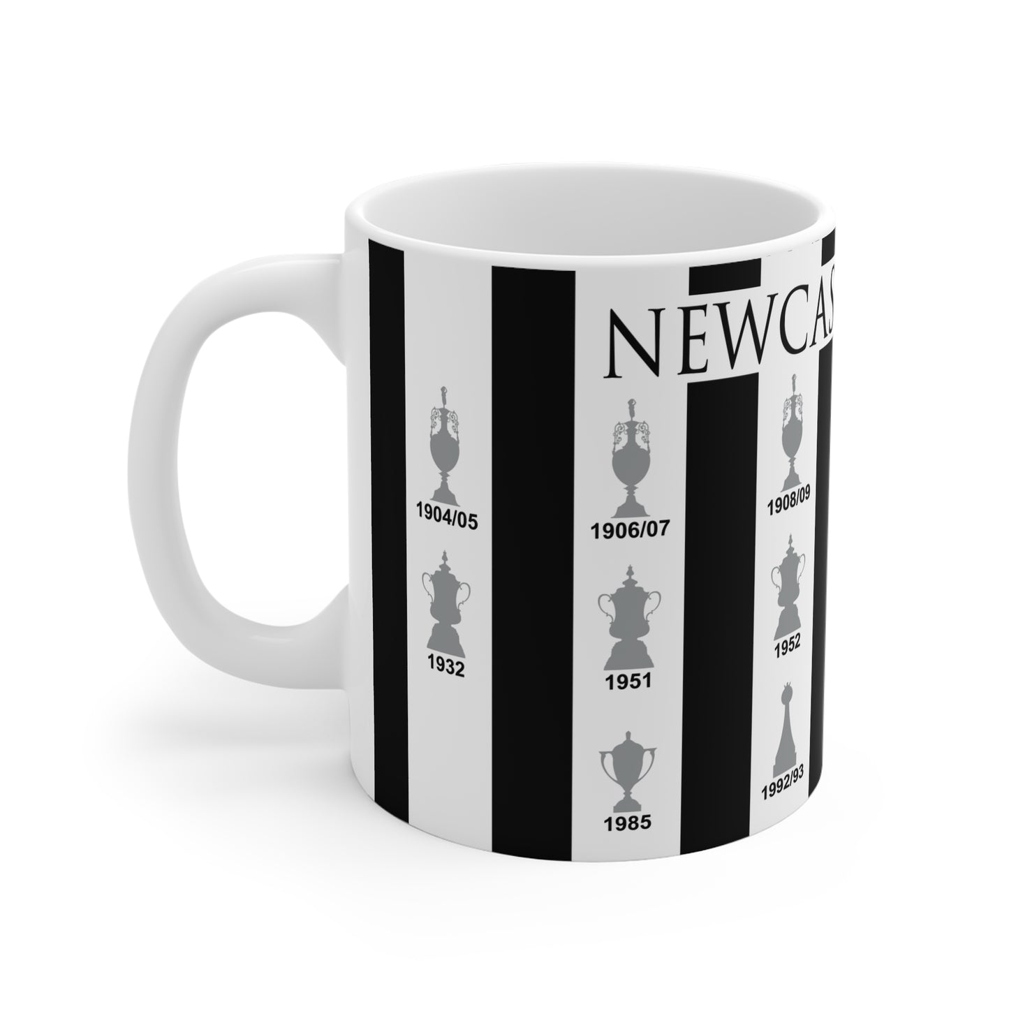 Newcastle United Trophies Collection Mug UPDATED - Black Text Striped