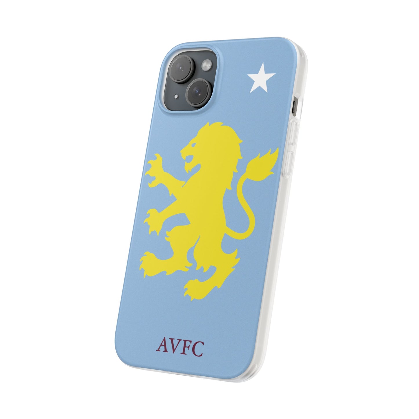 Aston Villa iPhone Flexi Case - iPhone 16, 15, 14, Plus/Pro/Pro Max - Blue, Yellow Lion