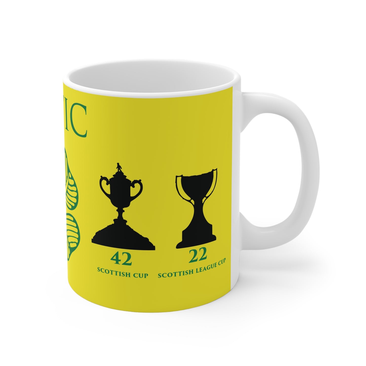 Celtic Trophies & Clover Mug - Yellow