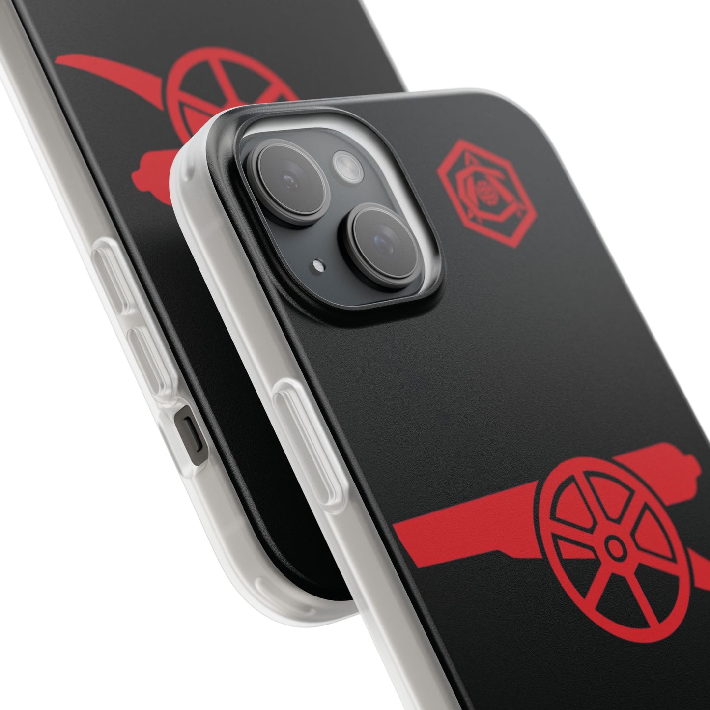 Arsenal Cannon & Monogram Black iPhone Flexi Case - iPhone 16, 15, 14, Plus/Pro/Pro Max