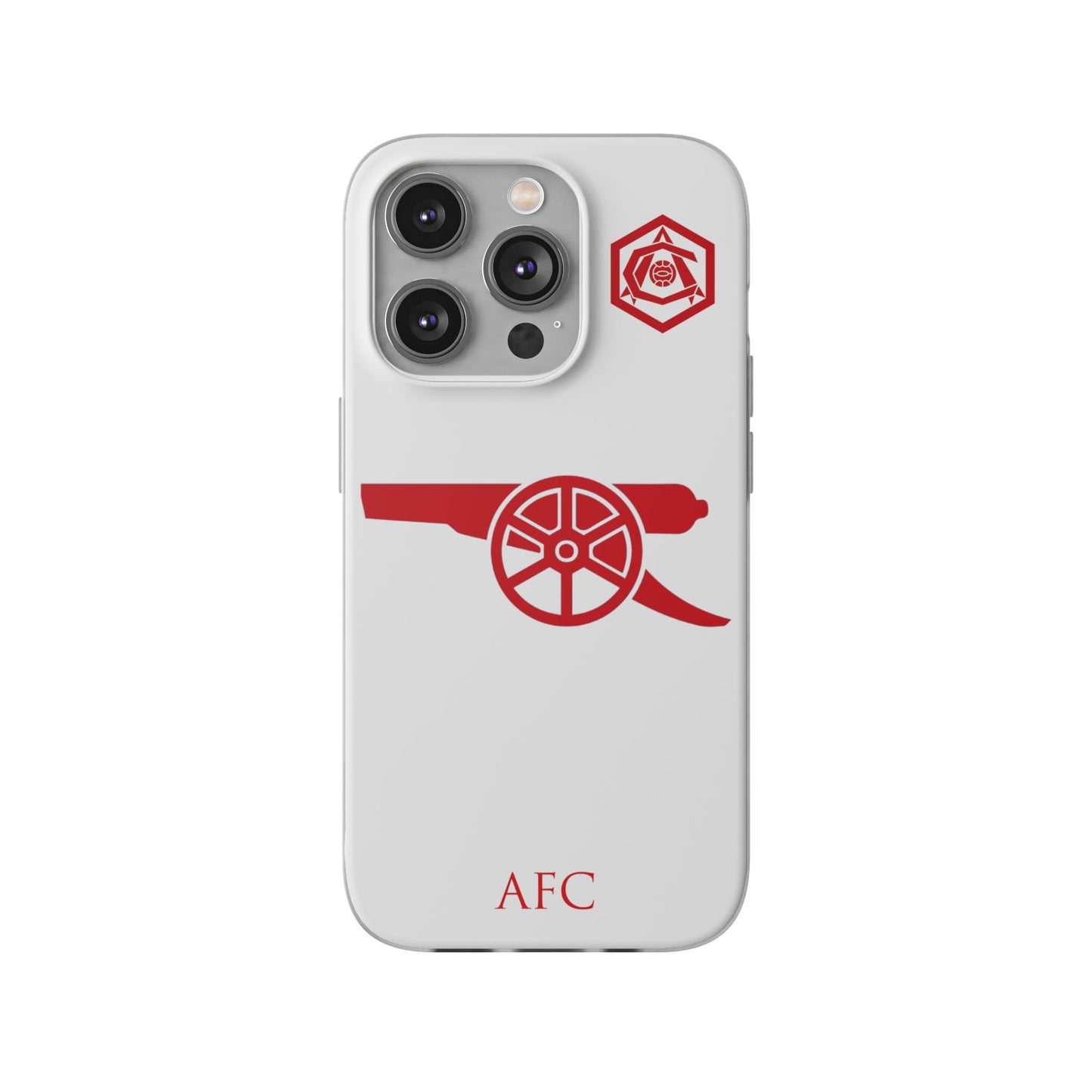 Arsenal Cannon & Monogram White iPhone Flexi Case - iPhone 16, 15, 14, Plus/Pro/Pro Max