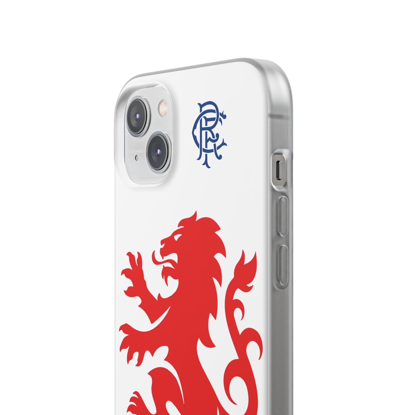 Rangers Lion & Monogram White iPhone Flexi Case - iPhone 16, 15, 14, Plus/Pro/Pro Max