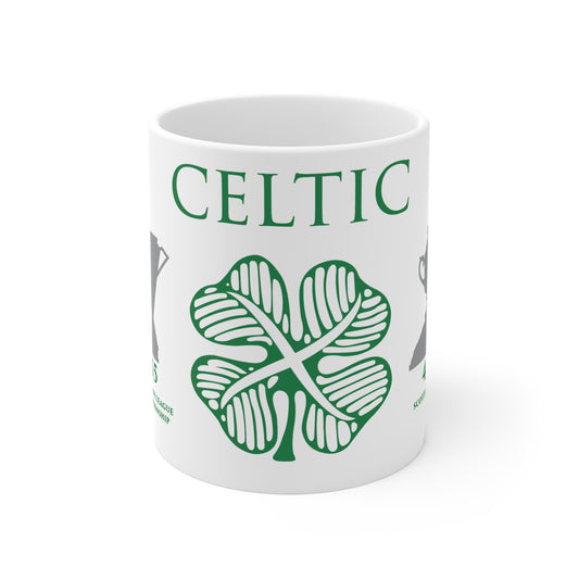 Celtic Trophies & Clover Mug - White